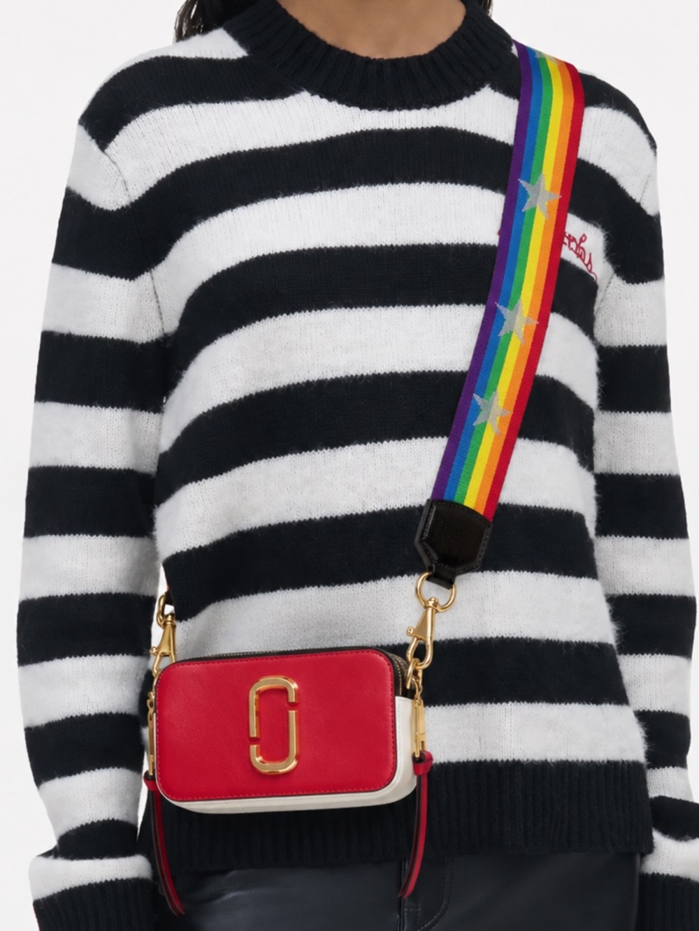 NWT Marc Jacobs Snapshot Small Camera Bag Pink Rainbow Strap